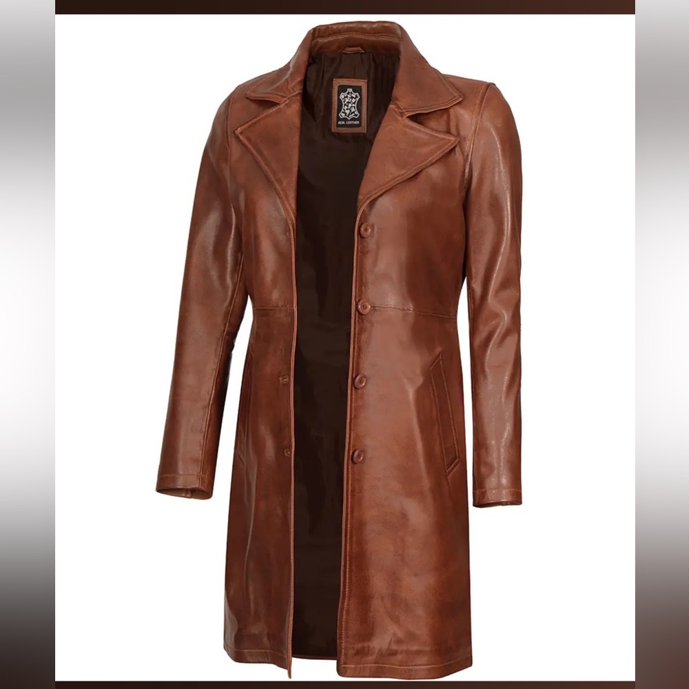 Real leather Kandis women coat in cognac wax